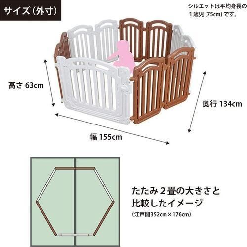 ベビールーム ファミリー (155×134×63cm) プラスチック製ベビーサークル ジェー・ティー・シー(JTC)【6ヵ月目以降はいつでも返却可能】