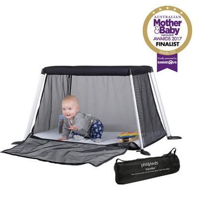 traveller travel crib トラベラー （black） (111.8×88.9×63.5cm) メッシュ製ベビーサークル フィル＆テッズ(phil&teds)【6ヵ月目以降はいつでも返却可能】