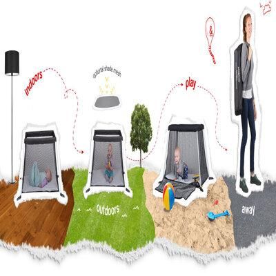 traveller travel crib トラベラー （black） (111.8×88.9×63.5cm) メッシュ製ベビーサークル フィル＆テッズ(phil&teds)【6ヵ月目以降はいつでも返却可能】