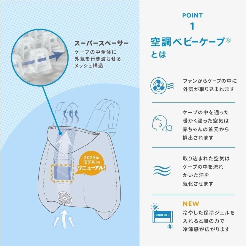 空調ベビーケープ 保冷ジェル付き  ベビーホッパー(BabyHopper)【6ヵ月目以降はいつでも返却可能】